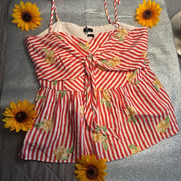 Miss Me Floral striped peplum tank top- faded - Picture 1 of 11